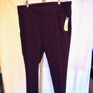 NEW Westbound Petites Park Ave Fit Tummy Control Slim Leg Pants Dark Purple 14P
